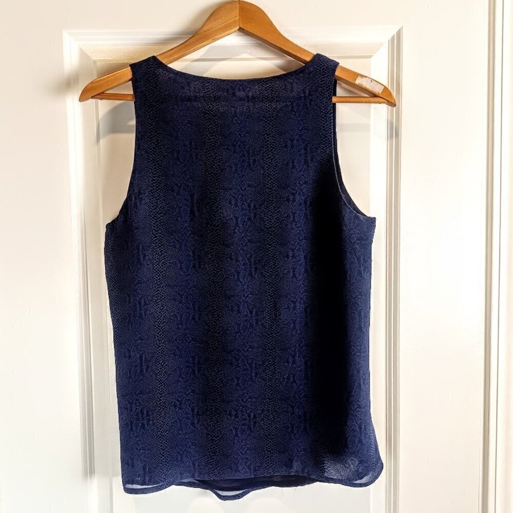 Joie Navy Blue Snakeskin Print Silk Sleeveless Tank Top - Picture 2 of 5